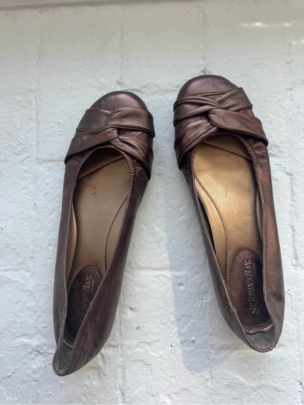 Slip-On Knot Ballet Flats in Metallic Bronze - Women Shoes